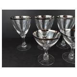 Fostoria Wedding Ring Crystal Glasses - Platinum Rim (Lot of 9)