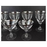 Fostoria Wedding Ring Crystal Glasses - Platinum Rim (Lot of 9)