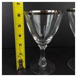 Fostoria Wedding Ring Crystal Glasses - Platinum Rim (Lot of 9)