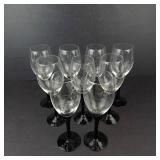 Grapevine-Etched Wine Glasses - Twisted Black Stems - Set of 9
