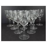 Starburst Etched Wine Glasses - Set of 11 Stemware