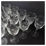 Starburst Etched Wine Glasses - Set of 11 Stemware