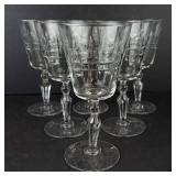 Libbey Rock Sharpe Wayne Pattern Water Goblets - Set of 6 Vintage Crystal