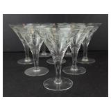 Etched Leaf Cocktail Coupe Glasses - Clear Set of 8