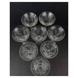 Etched Leaf Cocktail Coupe Glasses - Clear Set of 8