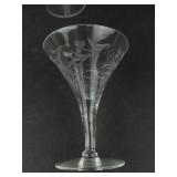 Etched Leaf Cocktail Coupe Glasses - Clear Set of 8