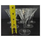 Etched Leaf Cocktail Coupe Glasses - Clear Set of 8