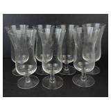 Vintage Starburst Etched Parfait Glasses - Mid Century Dessert Glassware Set of 9