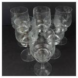 Goblets - Set of 6 Engraved Clear Glass with Etched Leaf Pattern