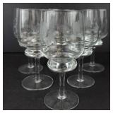Goblets - Set of 6 Engraved Clear Glass with Etched Leaf Pattern