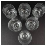 Goblets - Set of 6 Engraved Clear Glass with Etched Leaf Pattern