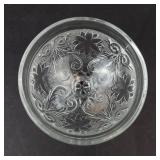 Dessert Coupes - Floral Etched Clear Glass, Set of 4, Footed Stems