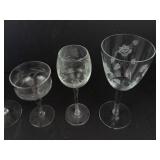 Etched Floral Wine Glasses (Lot of 5)