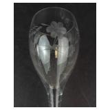 Etched Floral Wine Glasses (Lot of 5)