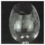 Etched Floral Wine Glasses (Lot of 5)