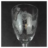 Etched Floral Wine Glasses (Lot of 5)