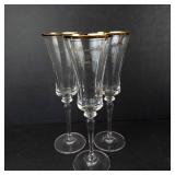 Crystal Glassware Set with Gold Trim - Assorted Clear Glasses & 3 Bowls