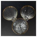 Crystal Glassware Set with Gold Trim - Assorted Clear Glasses & 3 Bowls