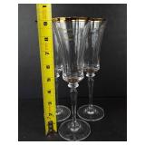 Crystal Glassware Set with Gold Trim - Assorted Clear Glasses & 3 Bowls