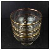 Crystal Glassware Set with Gold Trim - Assorted Clear Glasses & 3 Bowls