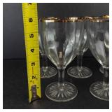 Crystal Glassware Set with Gold Trim - Assorted Clear Glasses & 3 Bowls