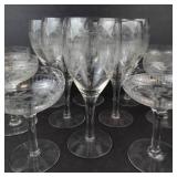 Etched Crystal Glasses - 12-Piece Set (6 Tall Flutes, 6 Short Coupes)