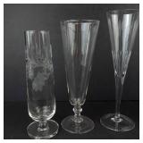 Champagne Flutes - Etched Starburst Pattern (Lot of 5)