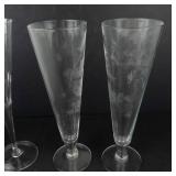 Champagne Flutes - Etched Starburst Pattern (Lot of 5)
