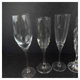 Stemware Assortment- 6 Glasses: 5 Champagne Flutes & 1 Goblet