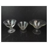 Anchor Hocking Beaded Sherbet Goblet - Duncan & Miller Teardrop Oyster Glass - Star-Etched Glass