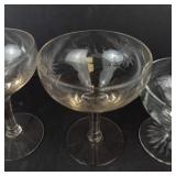 Etched Glasses - Assorted Stemware (Lot of 6)