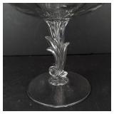 Crystal Glass Compote Pedestal Bowl - Scalloped Rim, Octagonal Base