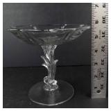 Crystal Glass Compote Pedestal Bowl - Scalloped Rim, Octagonal Base