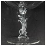 Crystal Glass Compote Pedestal Bowl - Scalloped Rim, Octagonal Base