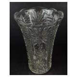 Crystal Glass Vases - Set of 2 with Starburst & Diamond Pattern (Lot of 2)