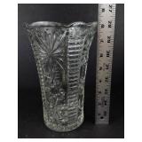 Crystal Glass Vases - Set of 2 with Starburst & Diamond Pattern (Lot of 2)