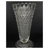 Crystal Glass Vases - Set of 2 with Starburst & Diamond Pattern (Lot of 2)