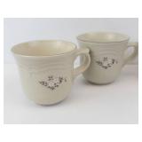 Pfaltzgraff Heirloom Mugs - 4-Pack Cream Beige Stoneware with Floral Motif