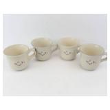 Pfaltzgraff Heirloom Mugs - 4-Pack Cream Beige Stoneware with Floral Motif