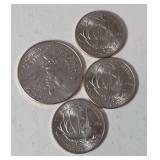 1 -2026D Semi quincentennial "Enduring Liberty" Half Dollar / 3- 2026 US Quarters commemorating the 250th Anniversary of the signing of the Mayflower Compact