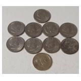 9-SBA One Dollar Coins; 1-Sacagwea One Dollar Coin