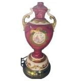 Vintage Pink, White & Gold Porcelain Table Lamp - 32"
