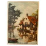 "Island in France" Vintage Framed Etching - Signed by Florence