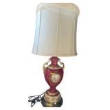 Vintage Pink, White & Gold Porcelain Table Lamp - 32"