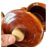 Set of 4 McCoy Brown Bowls and Vintage Brown Ceramic Bean Pot
