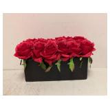 NEW NEARLY NATURAL DOZEN SILK ROSES IN RECTANGULAR