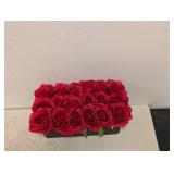 NEW NEARLY NATURAL DOZEN SILK ROSES IN RECTANGULAR
