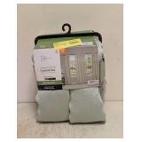 NEW MAINSTAYS GREEN EMBOSSED CURTAIN SET 4 PANELS