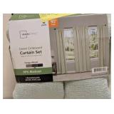 NEW MAINSTAYS GREEN EMBOSSED CURTAIN SET 4 PANELS