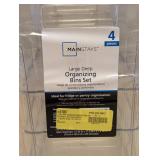 NEW MAINSTAYS LARGE DEEP ORGANIZING BINS SET 4PC